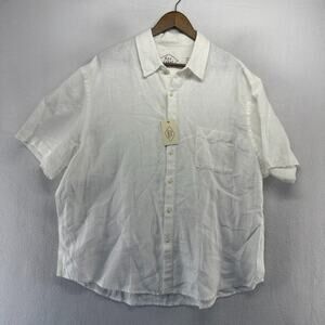 Alex Crane Shirt men's 3XL White 100% Linen Ola Button Up MSRP $130 NEW Pocket